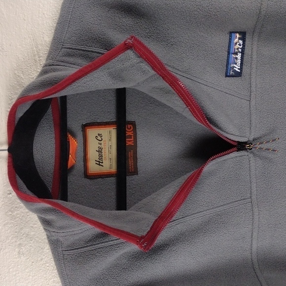 Hawke & Co Gray Funnel Neck 1/4 Zip Up Long Sleeve Fleece Pullover - Picture 5 of 9